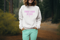 JESUS CHRIST MY CREED WHITE W/PINK CREWNECK